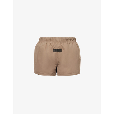 Essentials Tan Cotton Shorts In Wood