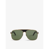 Palm Angels Men's Bay Double-bridge Oversized Pilot Sunglasses In Gold Green