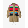 Junya Watanabe Rainbow-tabard-overlay Parka In Kh X Rd/grn/ye
