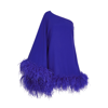 Taller Marmo Piccolo Ubud Feather-trimmed Minidress In Blue