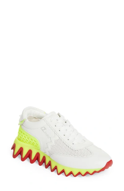 Christian Louboutin Loubishark Trainer In Bianco/fluo Yellow