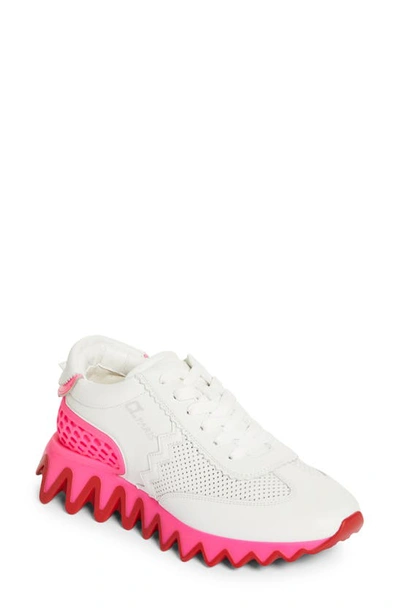 Christian Louboutin Loubishark Sneaker In Bianco/ Fluo Pink