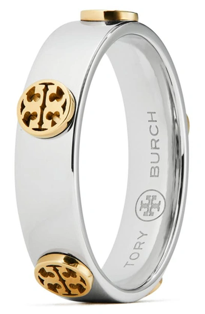 Tory Burch Miller Stud Ring In Tory Silver/tory Gold
