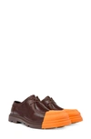 Camper Lace-up Leather Derby Shoes In Dark Brown Orange