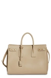 Saint Laurent Medium Sac De Jour Leather Top Handle Bag In Sea Salt