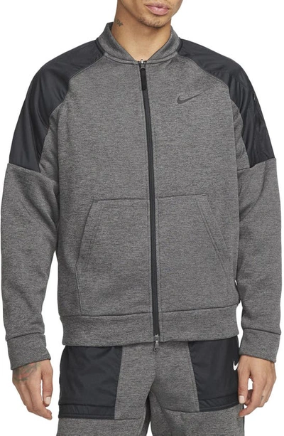 Nike Therma-fit Water Repellent Full Zip Bomber Jacket In Grey