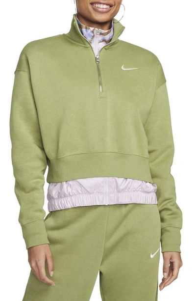 Nike Sportswear Phoenix Fleece Crop Sweatshirt In Alligator/sail