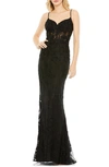 Mac Duggal Embellished Sleeveless Illusion Bodice Gown In Black