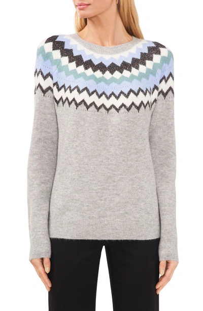 Halogen Zigzag Crewneck Sweater In Medium Heather Grey