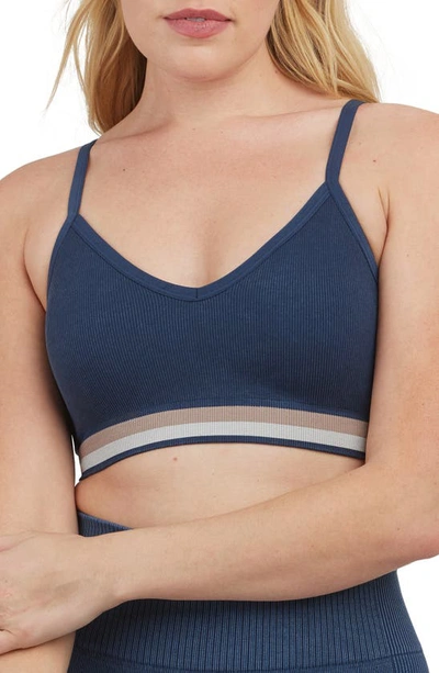 Spanx Acid Wash Seamless Sports Bra In Midnight Navy