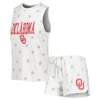 Concepts Sport Cream Oklahoma Sooners Agenda Stars Tank Top And Shorts Sleep Set In Cream
