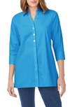 Foxcroft Pamela Stretch Button-up Tunic In Blue Breeze
