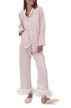 SLEEPER PARTY PAJAMAS WITH DETACHABLE OSTRICH FEATHER TRIM