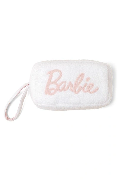 Barefoot Dreams Barbie® Cozychic™ Eye Mask, Socks, Scrunchie & Travel Bag Set In Sea Salt/ Dusty Rose