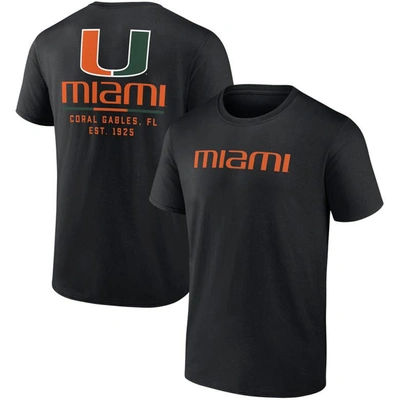 Fanatics Branded Black Miami Hurricanes Game Day 2-hit T-shirt