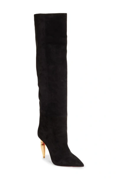 Christian Louboutin Lipboota Suede Red Sole Boots In Black/gold