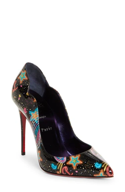 Christian Louboutin Hot Chick Printed Patent Leather Pumps In Black