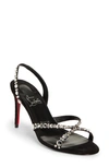 Christian Louboutin Emilie 85 Embellished Suede Slingback Sandals In Black