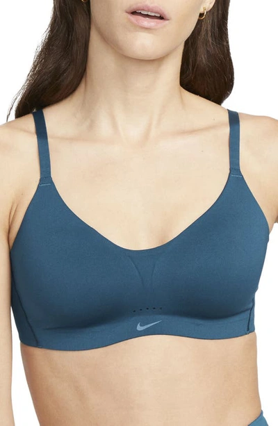 Nike Women's Alate Minimalist Light-support Padded Sports Bra In Valerian Blue/ Blackened Blue
