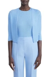 Lafayette 148 Open Front Crop Cardigan In Cool Blue