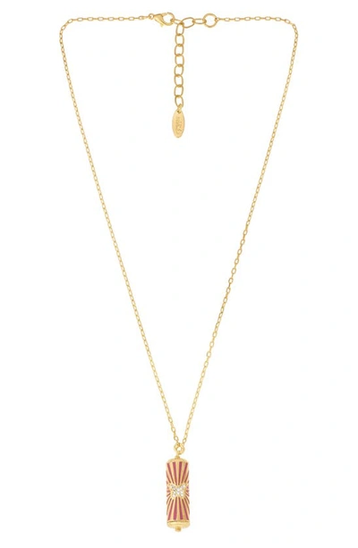 Ettika Butterfly Cylinder Pendant Necklace In Gold