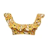 La Doublej Ruffled Printed Bikini Top In Third Eye