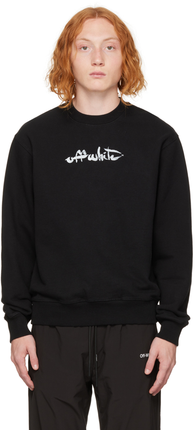 Off-white Paint Arrow Slim Crewneck Sweatshirt In Black White 