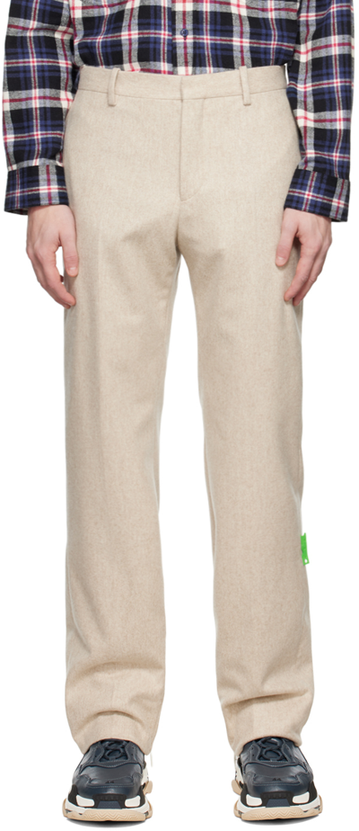 Off-white Beige Tag Trousers In White