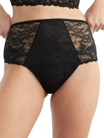 Pour Moi For Your Eyes Only High-waist Crotchless Thong In Black