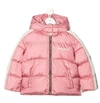 Palm Angels Side-stripe Hooded Puffer Jacket In Pink White