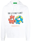 Dsquared2 Graphic-print Drawstring Hoodie In Bianco