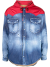 Dsquared2 Denim Overshirt Jacket In Denim+rosso
