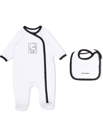Karl Lagerfeld Babies' Karl Kameo-embroidered Pajama Set In White