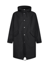 Jil Sander Hooded Cotton Parka In Black