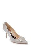 Badgley Mischka Nya Crystal Encrusted Buckle Pump In Champagne