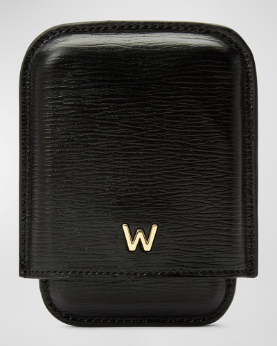 Wolf Men's W-plaqué Recycled Leather Molded Card Holder In Black