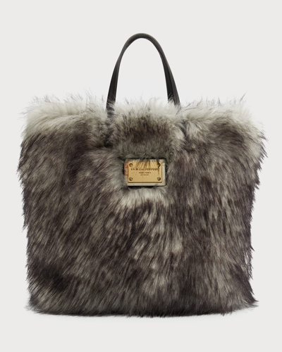 Dolce & Gabbana Faux-fur Leather Tote Bag In Neutrals