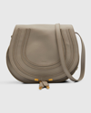 Chloé Marcie Medium Saddle Crossbody Bag In Cashmere Grey