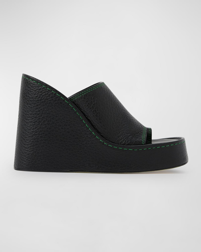 Miista Thais Calfskin Platform Wedge Sandals In Black
