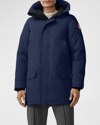 Canada Goose Men's Langford Arctic-tech Parka Jacket With Fur Hood - Fusion Fit In Atlantic Navy