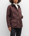 Barbour Beadnell Polarquilt Plaid-trim Utility Coat In Windsor/brown