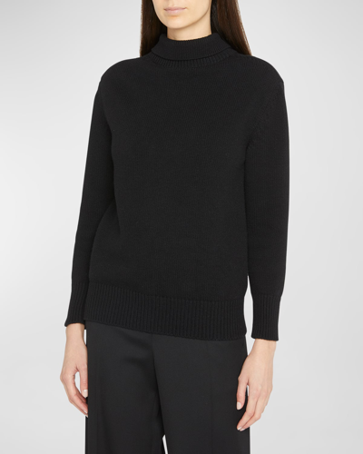 The Row Amalio Backwards Collar Cashmere Sweater In Black