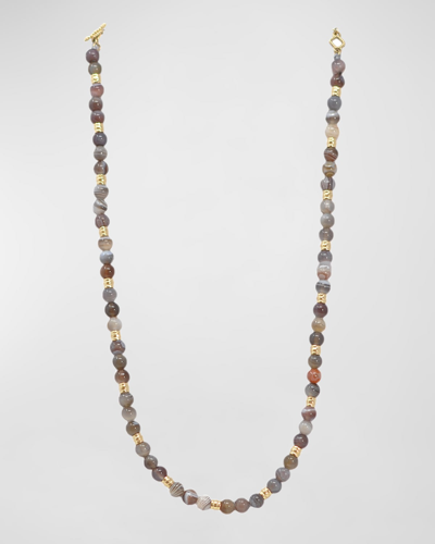 Armenta Botswana Agate Beaded Necklace In Yg