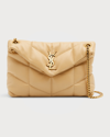 Saint Laurent Lou Puffer Small Ysl Shoulder Bag In Quilted Leather In Avorio