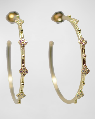 Armenta 18k Yellow Gold Diamond Crivelli Hoop Earrings In Sueno