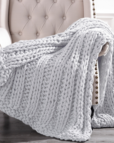 Modern Threads Chunky Knit Acrylic Throw In White