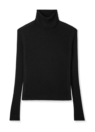 St. John Silk And Wool Turtleneck Sweater In Black