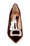 Badgley Mischka Nya Crystal Encrusted Buckle Pump In Wine