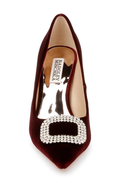 Badgley Mischka Nya Crystal Encrusted Buckle Pump In Wine