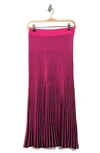 Nanette Lepore Pleated Midi Skirt In Very Black/ Desire Pink